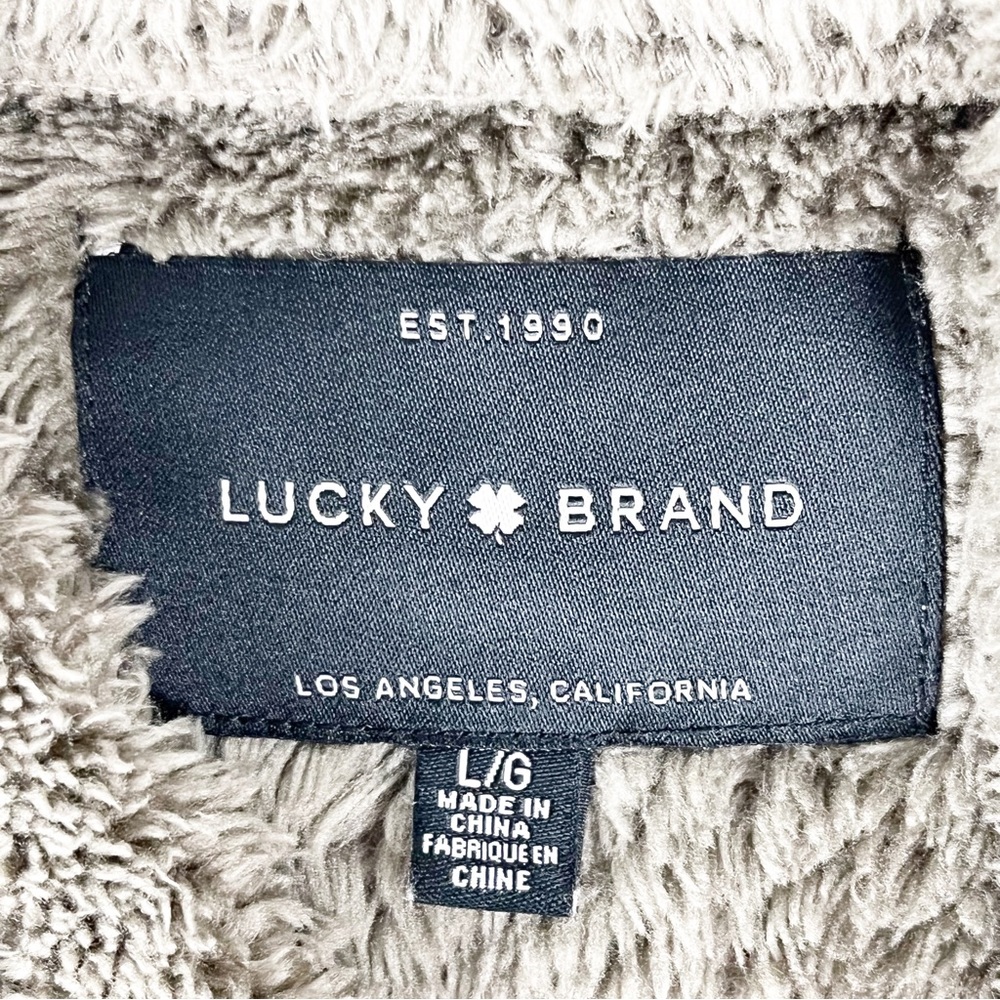LUCKY BRAND Brown Plush Soft Spellout Logo Long Sleeves Hoodie Pullover Large - Picture 3 of 9
